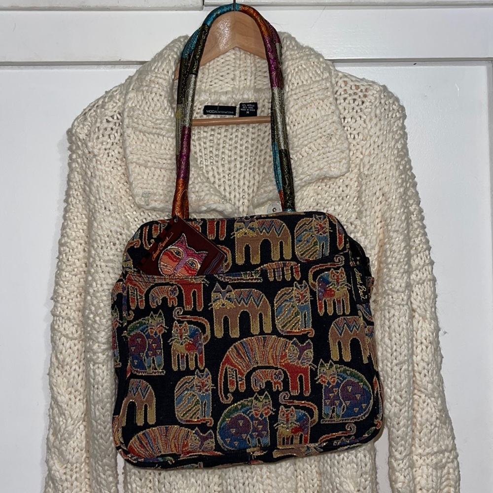 Vintage Laurel Burch Cats Tapestry Purse